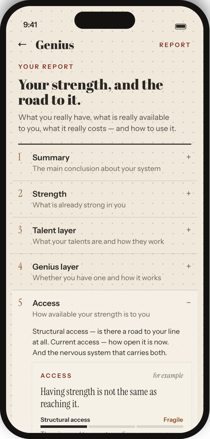 Genius OS: Your report